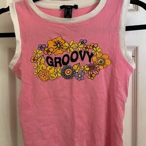 Pink Groovy 70s style Tank Top